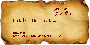 Fikó Henrietta névjegykártya